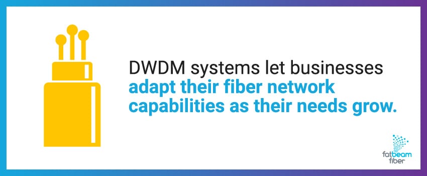 DWDM systems let businesses adapt their fiber network capabilities as their needs grow.