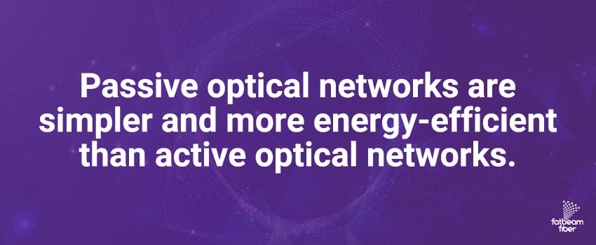 Passive optical networks are simpler and more energy-efficient than active optical networks.